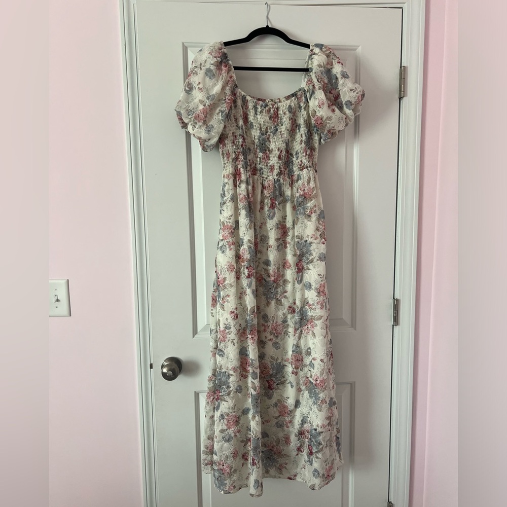 🎀🌸Coquette Floral Maxi with Pearl Headband🌸🎀